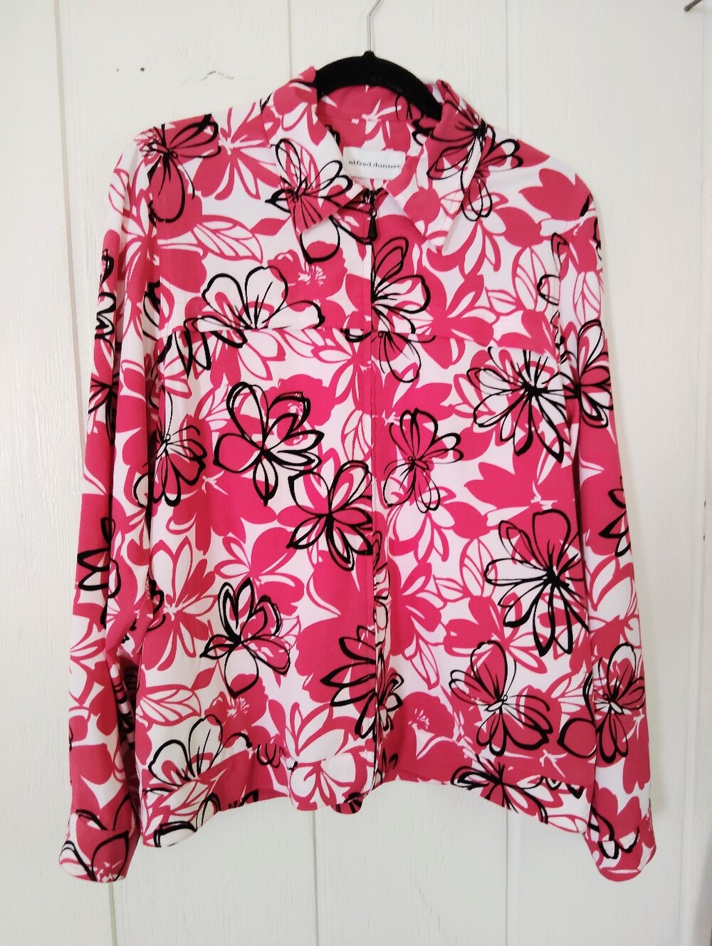 Alfred Dunner Pink Floral Full Zip, Lightweight Jacket. Size 10